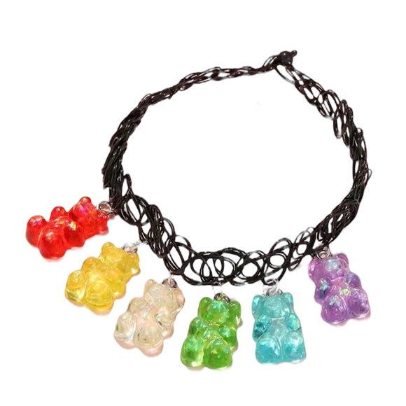Adorable Rainbow Pendant Gummy Bear Charms Choker - Picture 1 of 3